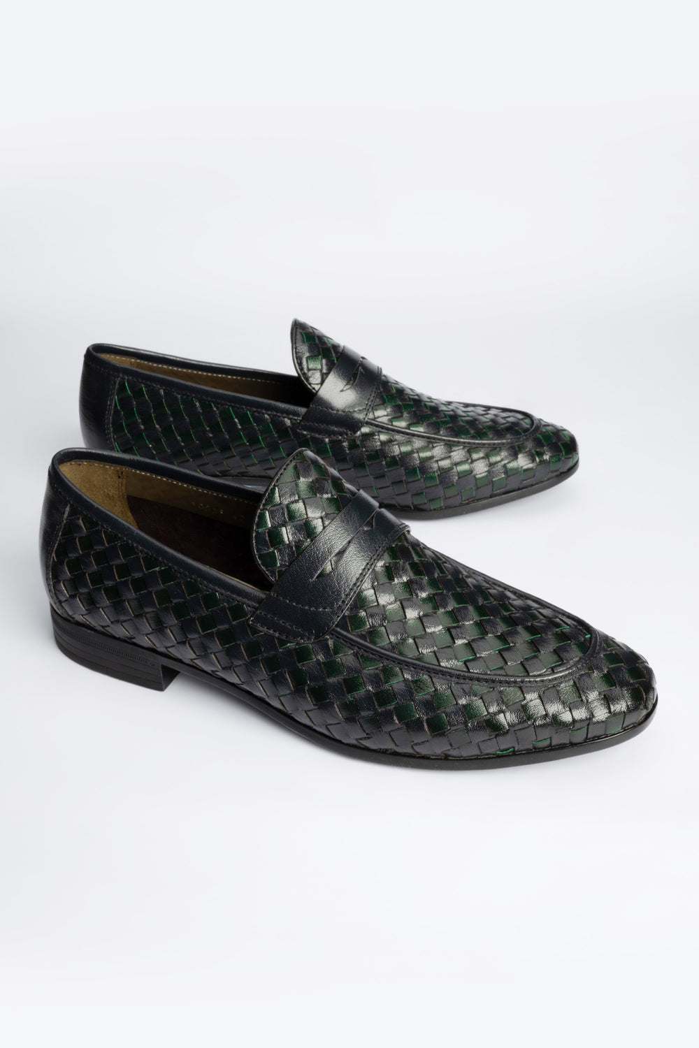 Emerald Woven Penny Loafers
