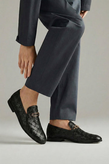 Luxury Black Woven Loafers