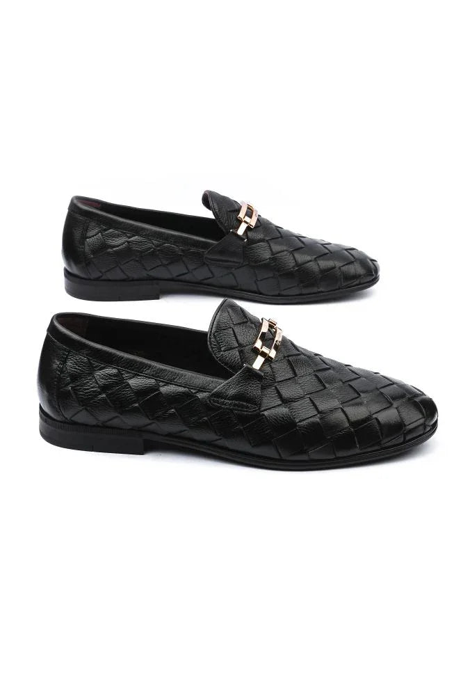 Luxury Black Woven Loafers