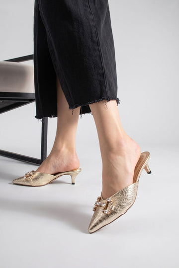 Golden Luxe Mule Heels