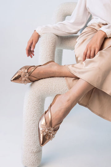 Golden Bloom Heels