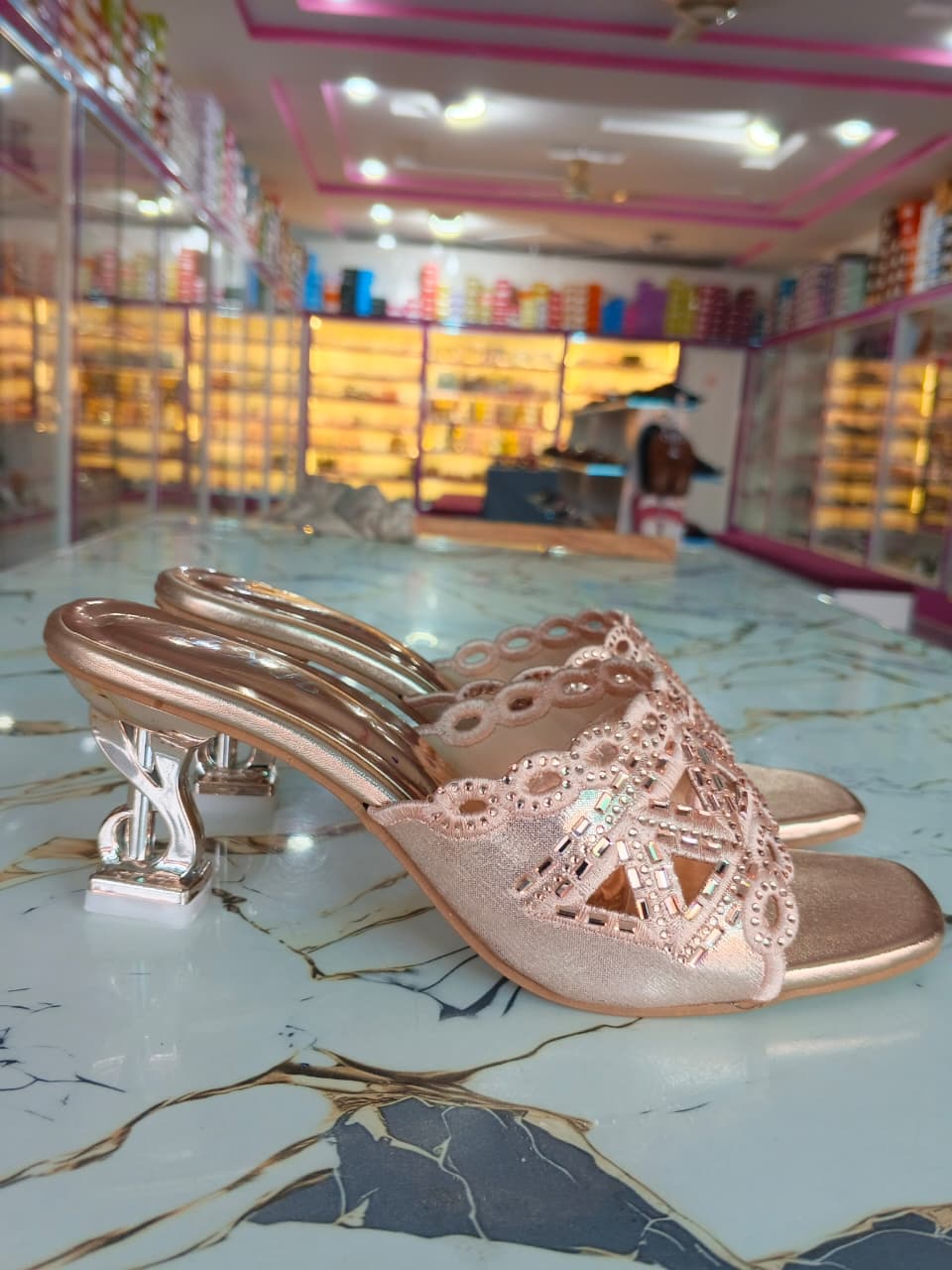 Rose Gold Embellished Heels