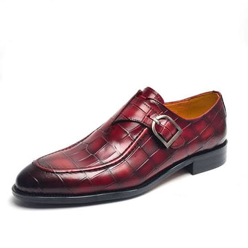 Burgundy Croc Buckle Formal Shoes