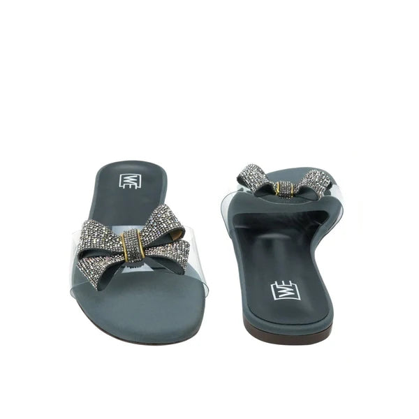 Crystal Bow Flat Slippers