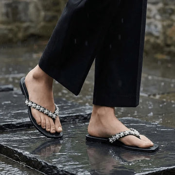 Crystal Embellished Toe Post Slippers